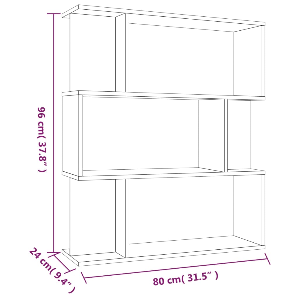 Kirjahylly/tilanjakaja ruskea tammi 80x24x96 cm tekninen puu - Sisustajankoti.fi