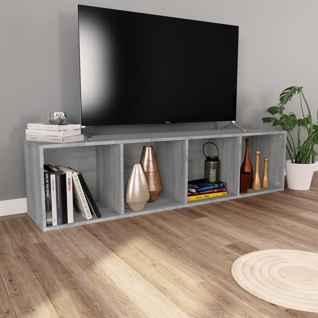 Kirjahylly / TV-taso harmaa Sonoma 36x30x143 cm tekninen puu - Sisustajankoti.fi