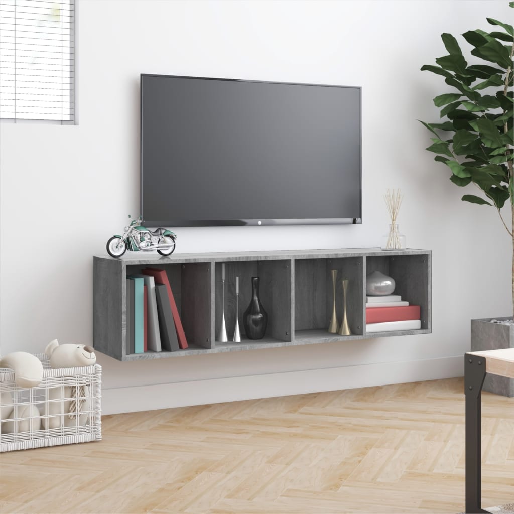 Kirjahylly / TV-taso harmaa Sonoma 143x30x36 cm tekninen puu - Sisustajankoti.fi