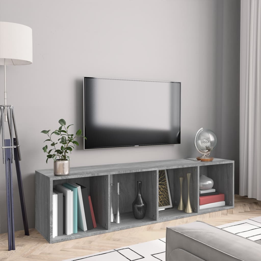 Kirjahylly / TV-taso harmaa Sonoma 143x30x36 cm tekninen puu - Sisustajankoti.fi