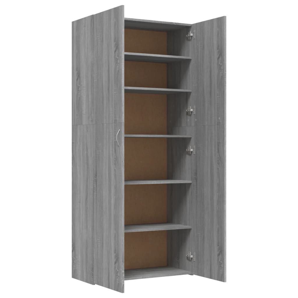 Kenkäkaappi harmaa Sonoma 80x35,5x180 cm tekninen puu - Sisustajankoti.fi