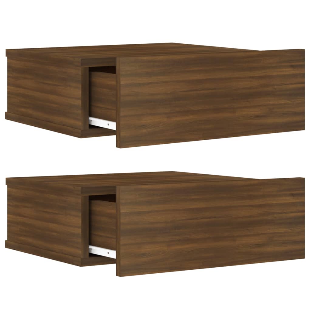 Kelluvat yöpöydät 2 kpl ruskea tammi 40x30x15 cm tekninen puu - Sisustajankoti.fi