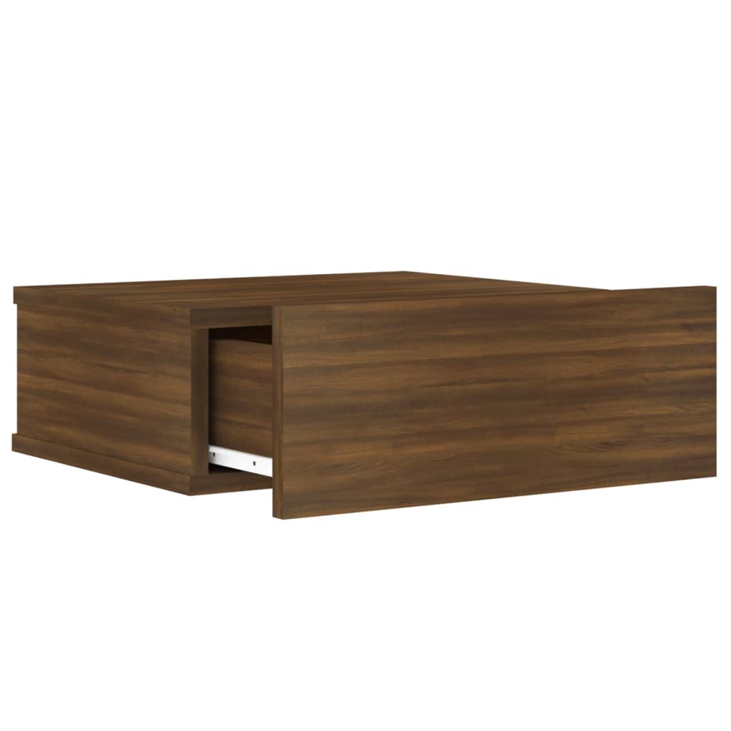 Kelluvat yöpöydät 2 kpl ruskea tammi 40x30x15 cm tekninen puu - Sisustajankoti.fi