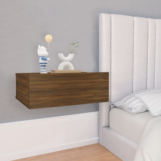 Kelluvat yöpöydät 2 kpl ruskea tammi 40x30x15 cm tekninen puu - Sisustajankoti.fi