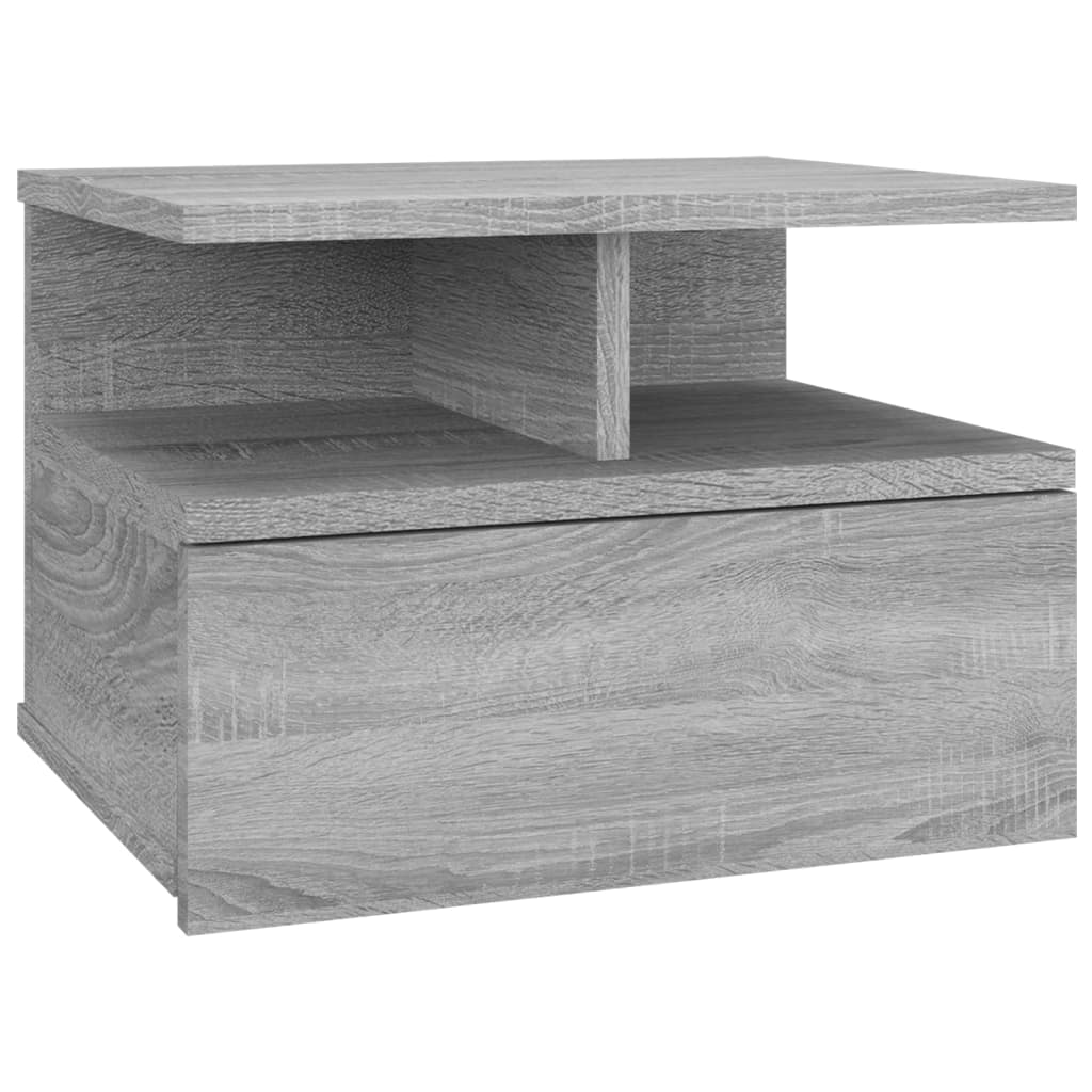 Kelluvat yöpöydät 2 kpl harmaa Sonoma 40x31x27 cm tekninen puu - Sisustajankoti.fi