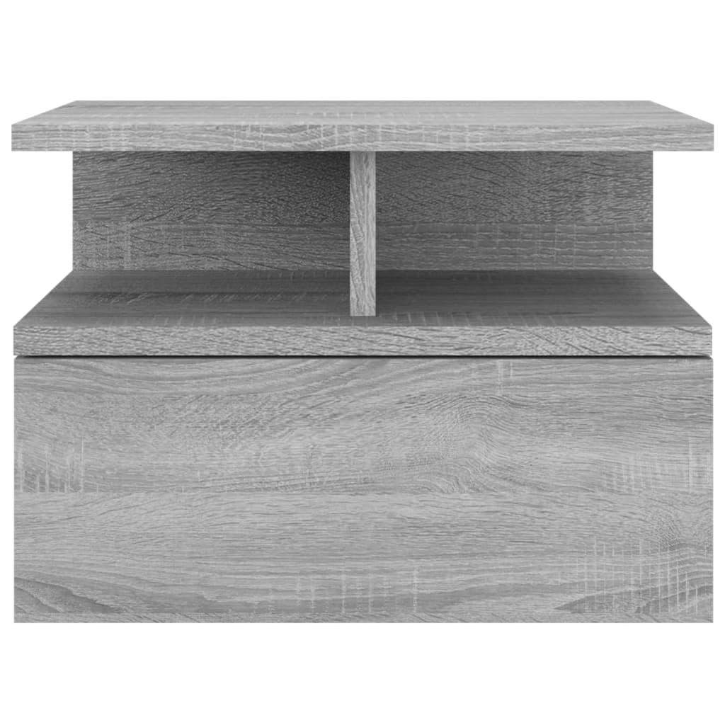 Kelluvat yöpöydät 2 kpl harmaa Sonoma 40x31x27 cm tekninen puu - Sisustajankoti.fi