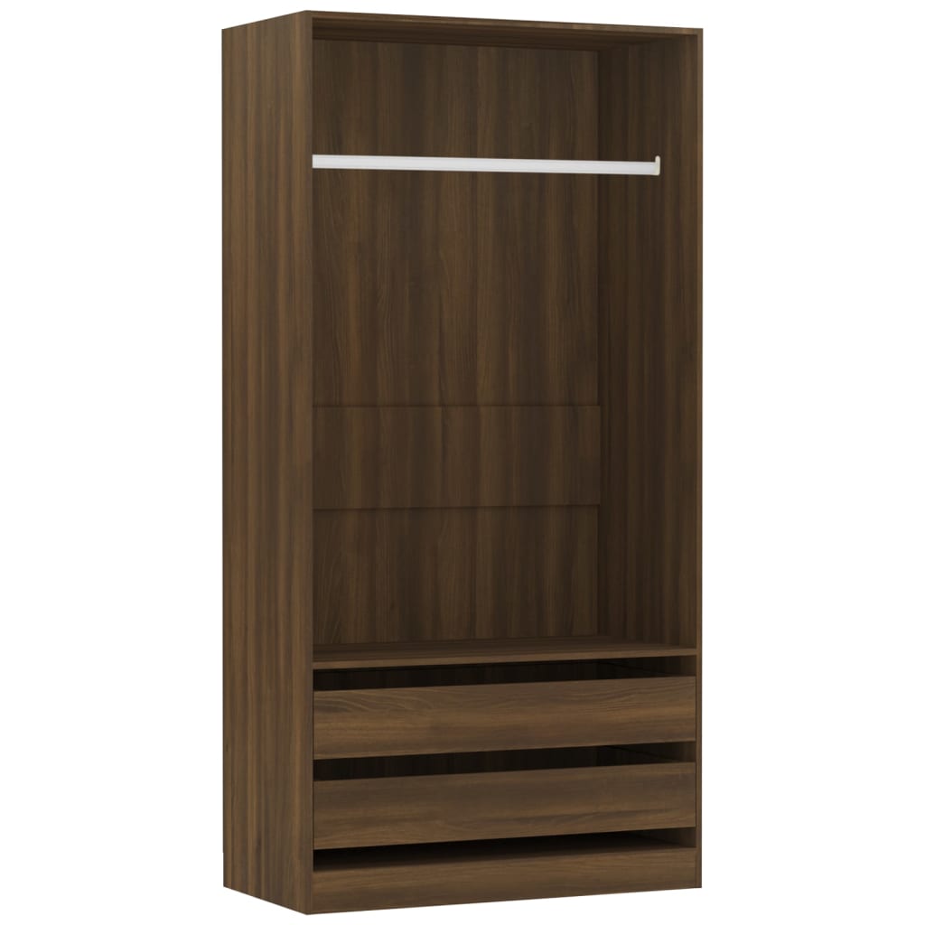 Vaatekaappi ruskea tammi 100x50x200 cm tekninen puu - Sisustajankoti.fi