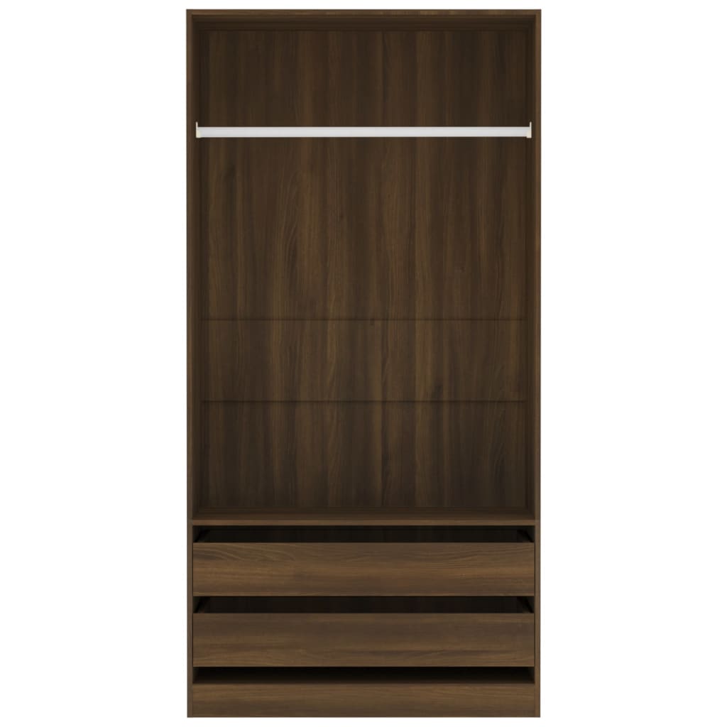 Vaatekaappi ruskea tammi 100x50x200 cm tekninen puu - Sisustajankoti.fi
