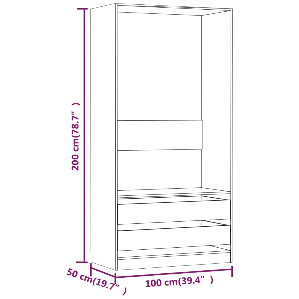 Vaatekaappi ruskea tammi 100x50x200 cm tekninen puu - Sisustajankoti.fi