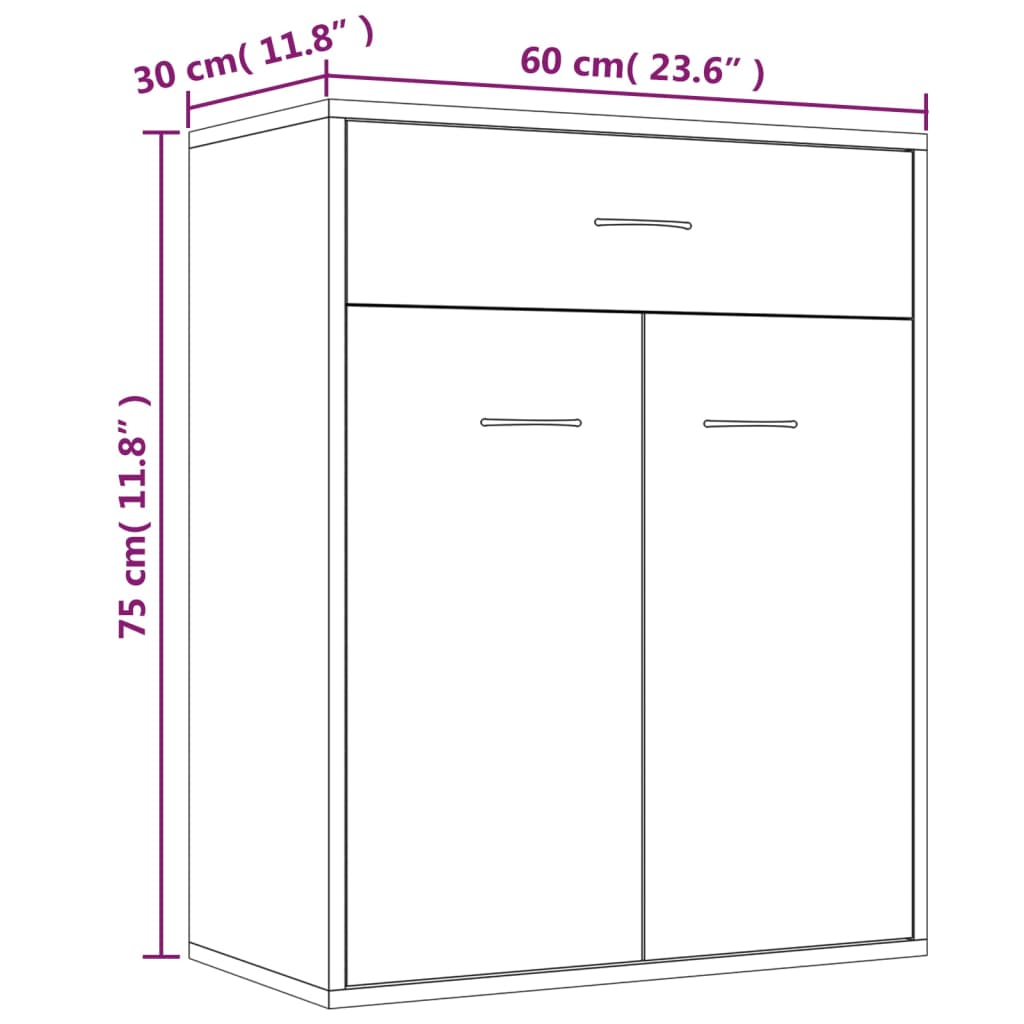 Senkki ruskea tammi 60x30x75 cm tekninen puu - Sisustajankoti.fi