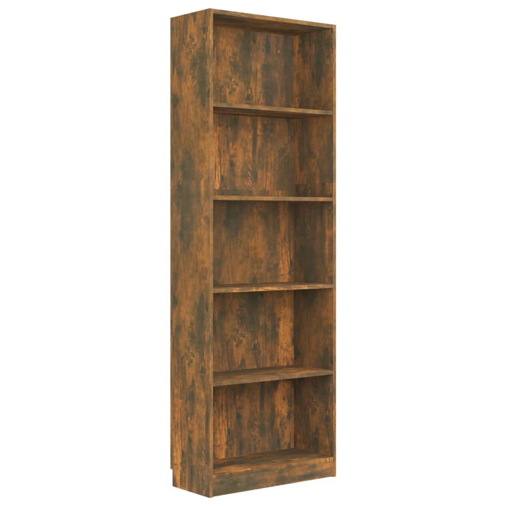 5-kerroksinen Kirjahylly savutammi 60x24x175 cm tekninen puu - Sisustajankoti.fi