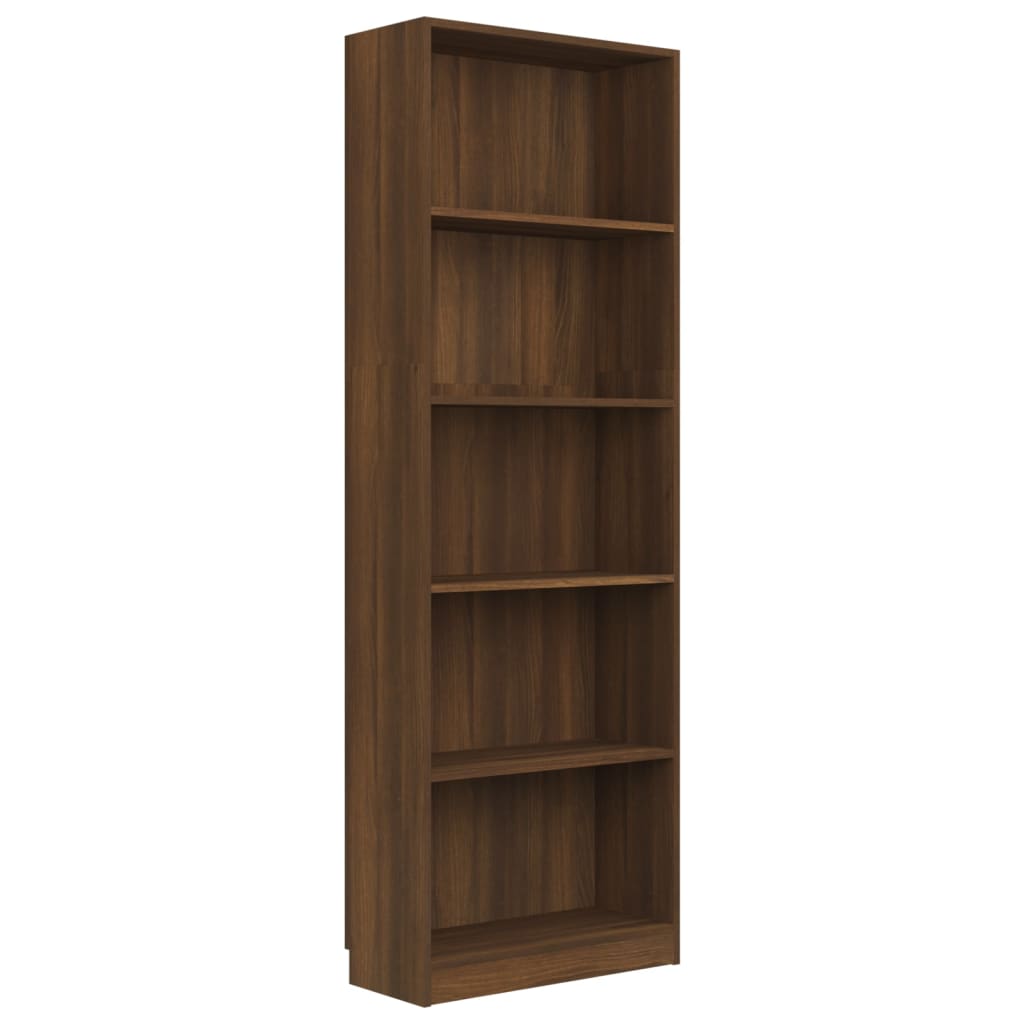 5-kerroksinen Kirjahylly ruskea tammi 60x24x175 cm tekninen puu - Sisustajankoti.fi