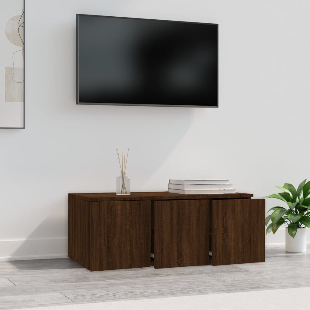 TV-taso ruskea tammi 80x34x30 cm tekninen puu - Sisustajankoti.fi