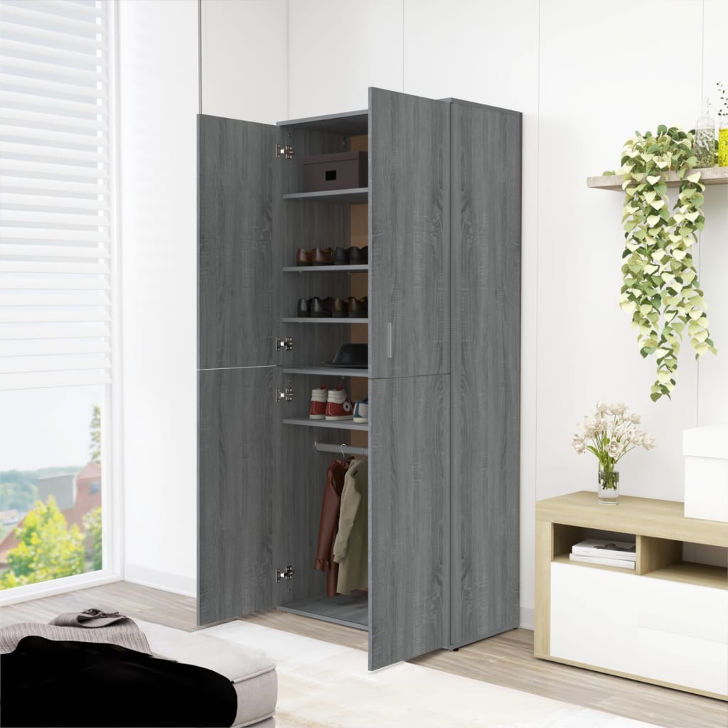 Kenkäteline harmaa Sonoma 80x39x178 cm tekninen puu - Sisustajankoti.fi