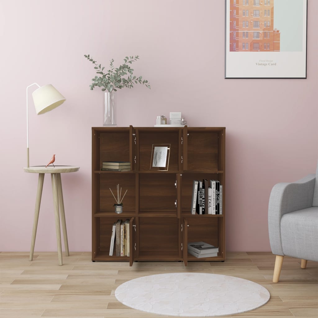 Kirjahylly ruskea tammi 90x30x90 cm tekninen puu - Sisustajankoti.fi