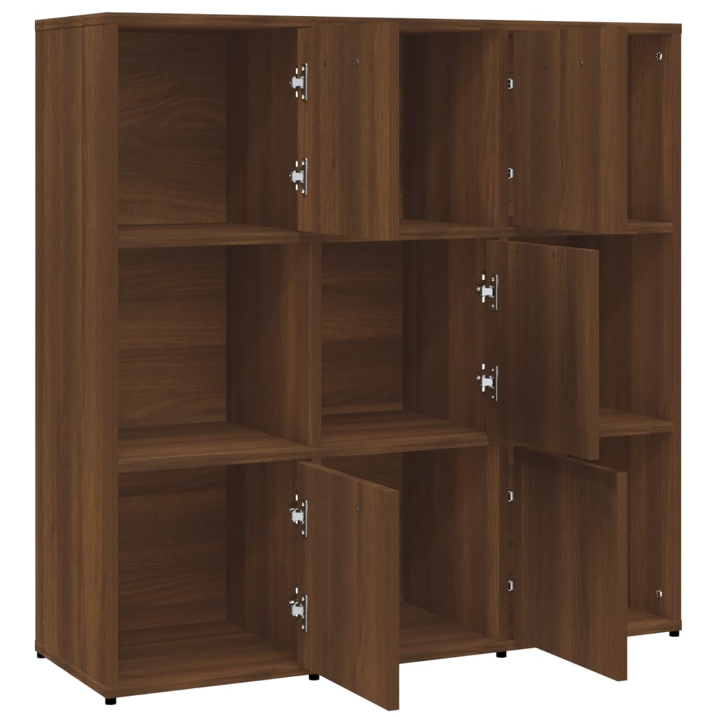 Kirjahylly ruskea tammi 90x30x90 cm tekninen puu - Sisustajankoti.fi