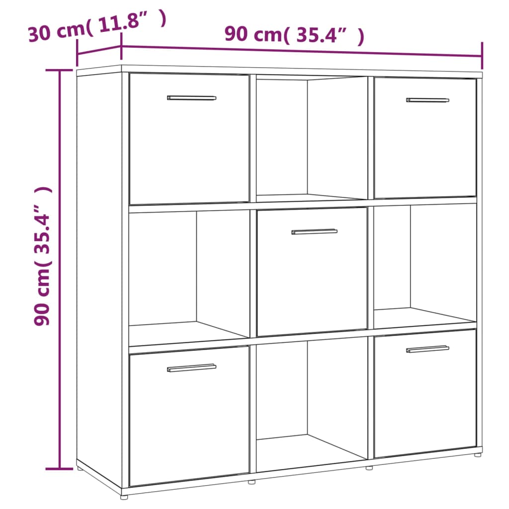 Kirjahylly ruskea tammi 90x30x90 cm tekninen puu - Sisustajankoti.fi