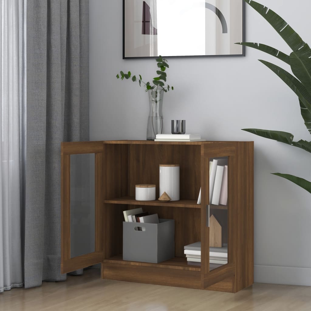 Vitriinikaappi ruskea tammi 82,5x30,5x80 cm tekninen puu - Sisustajankoti.fi