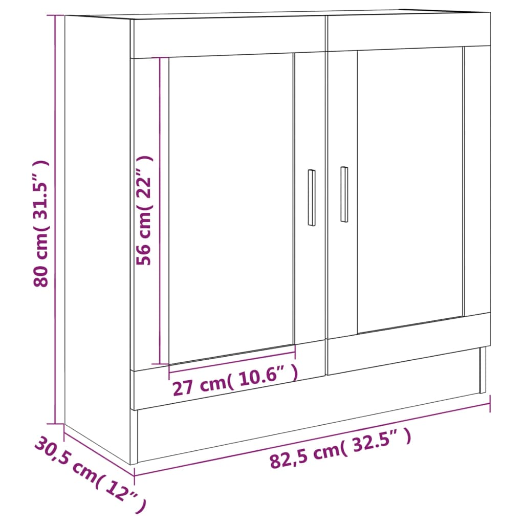 Vitriinikaappi ruskea tammi 82,5x30,5x80 cm tekninen puu - Sisustajankoti.fi