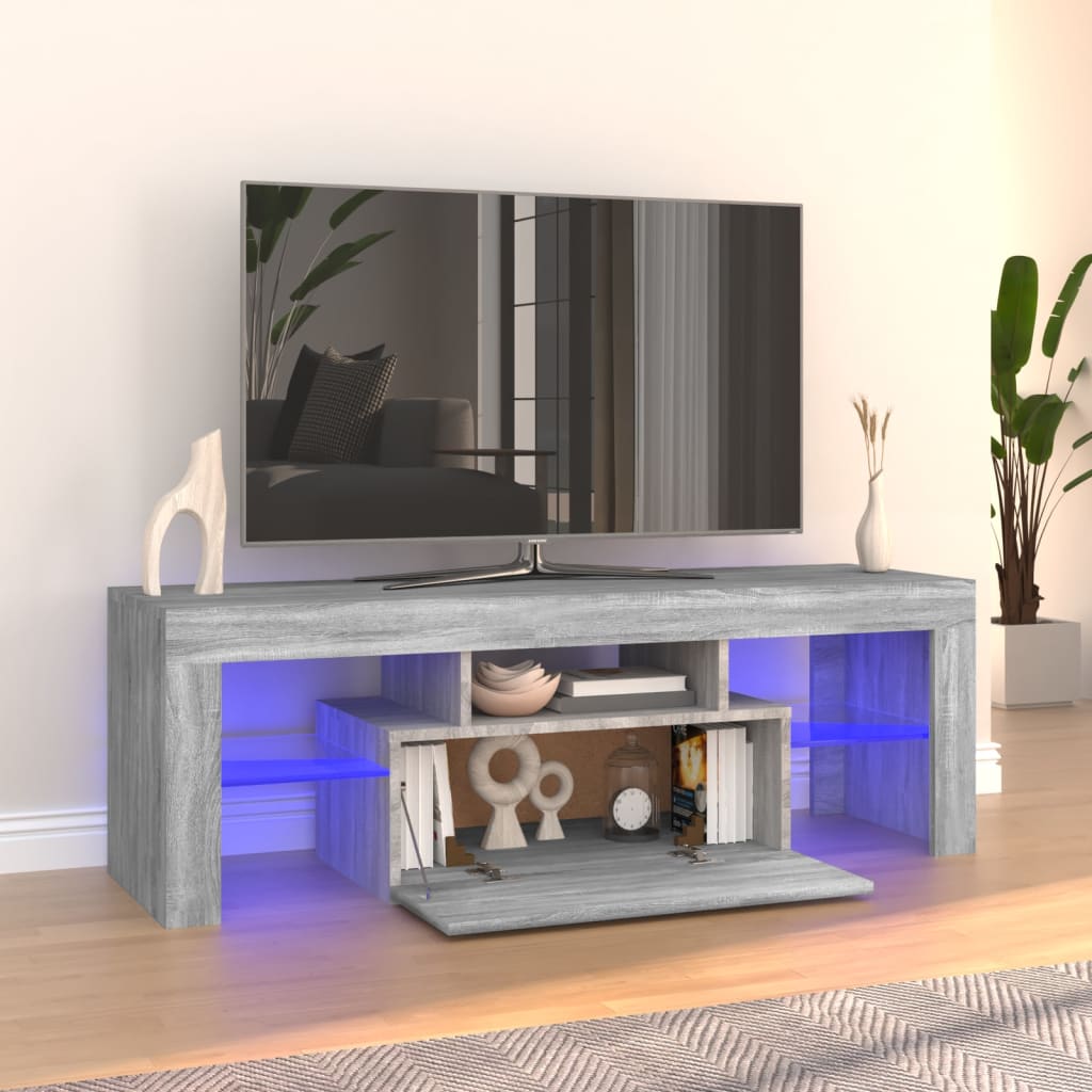 TV-taso LED-valoilla harmaa Sonoma 120x35x40 cm - Sisustajankoti.fi