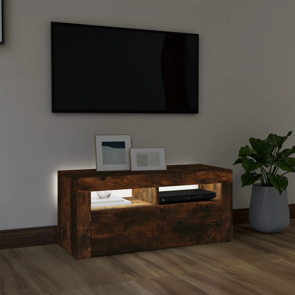 TV-taso LED-valoilla savutammi 90x35x40 cm - Sisustajankoti.fi