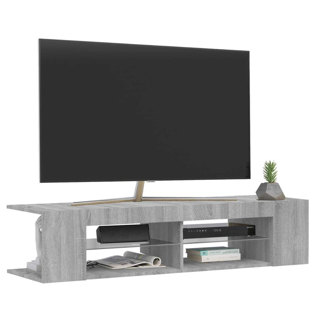 TV-taso LED-valoilla harmaa Sonoma 135x39x30 cm - Sisustajankoti.fi