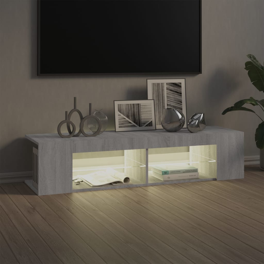 TV-taso LED-valoilla harmaa Sonoma 135x39x30 cm - Sisustajankoti.fi