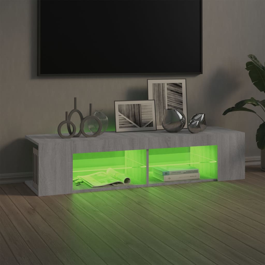TV-taso LED-valoilla harmaa Sonoma 135x39x30 cm - Sisustajankoti.fi