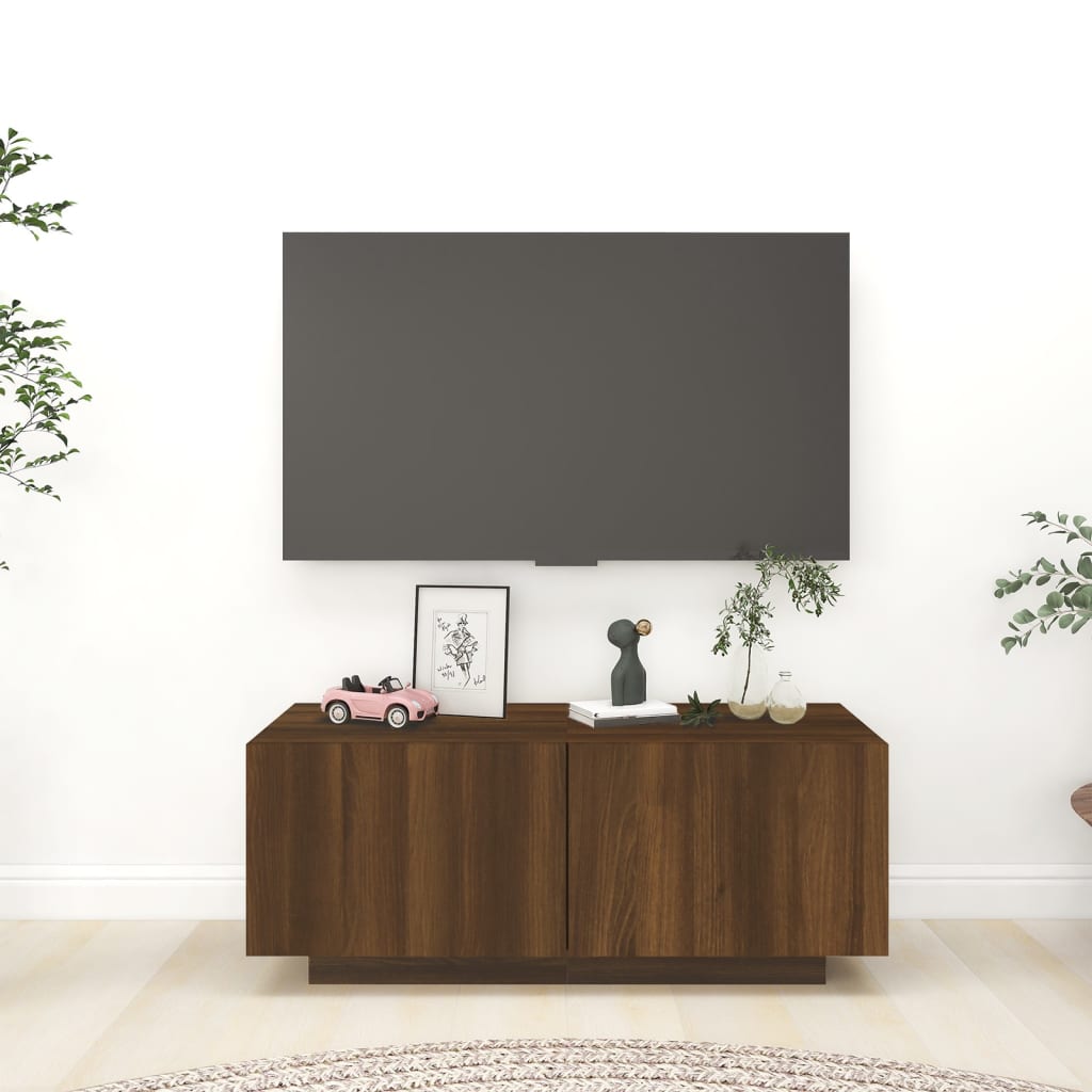 TV-taso ruskea tammi 100x35x40 cm tekninen puu - Sisustajankoti.fi