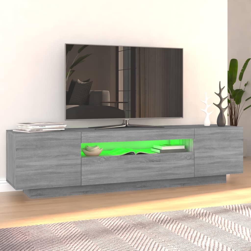 TV-taso LED-valoilla harmaa Sonoma 160x35x40 cm - Sisustajankoti.fi