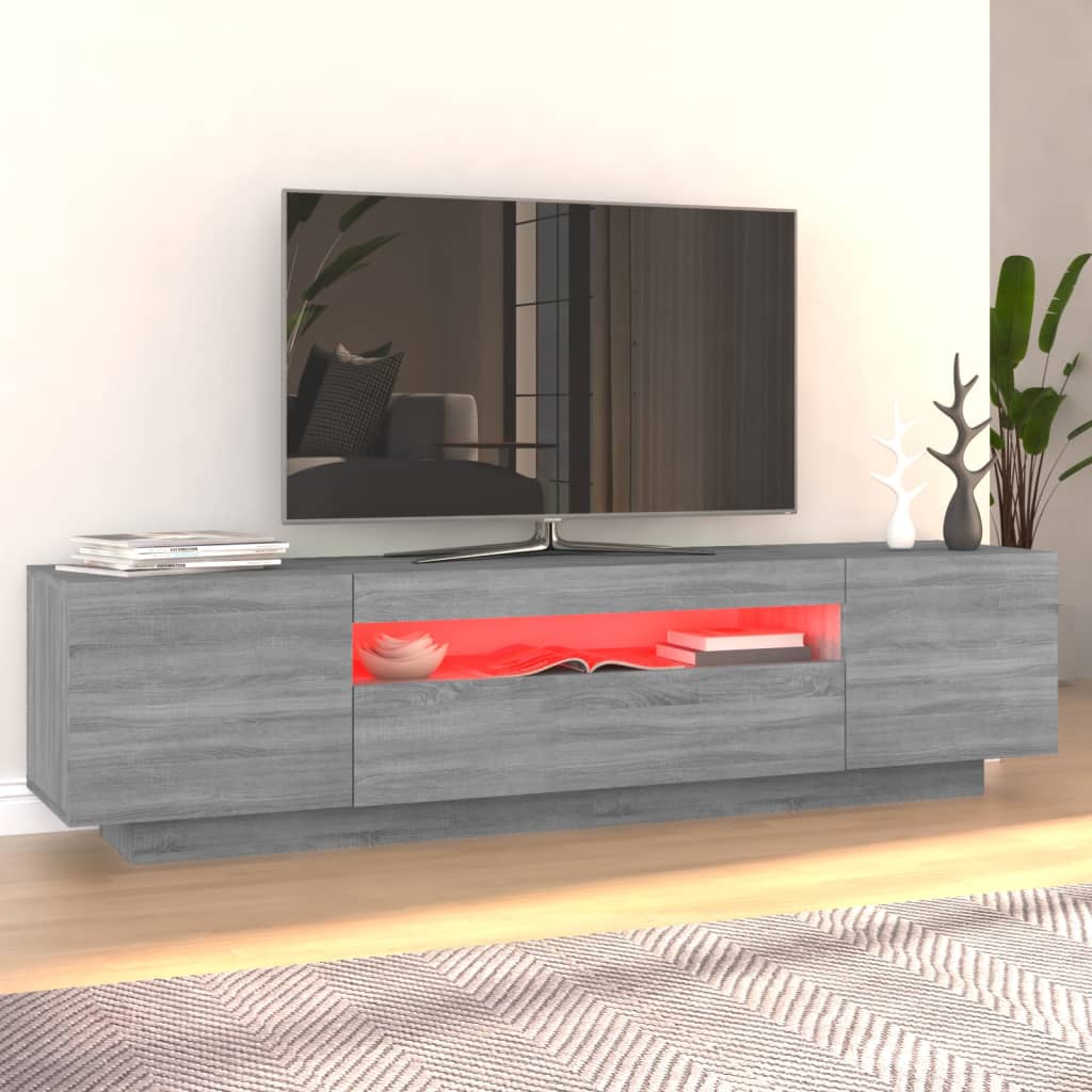 TV-taso LED-valoilla harmaa Sonoma 160x35x40 cm - Sisustajankoti.fi