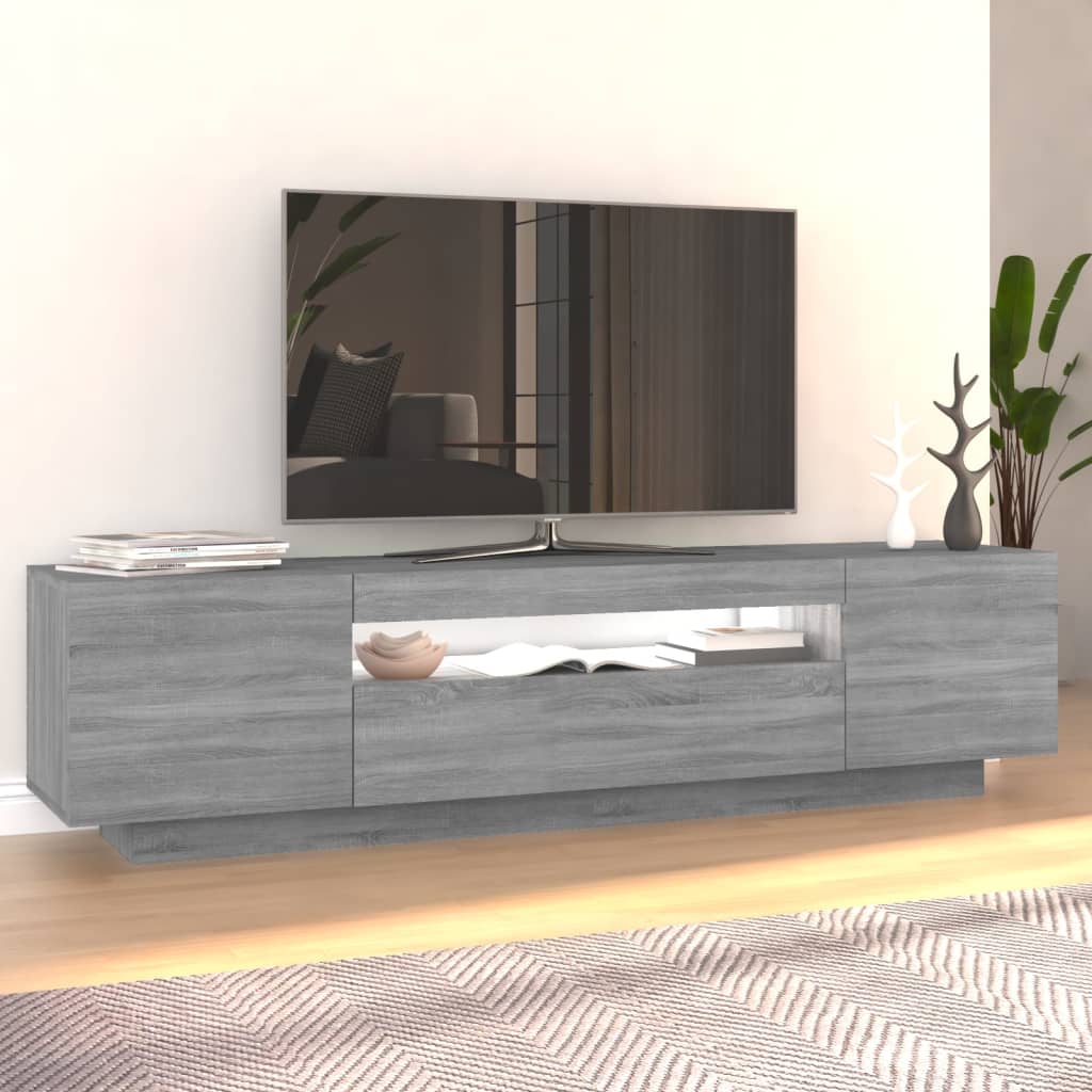 TV-taso LED-valoilla harmaa Sonoma 160x35x40 cm - Sisustajankoti.fi