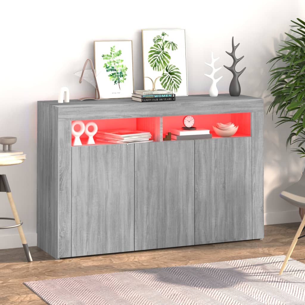 Senkki LED-valoilla harmaa Sonoma 115,5x30x75 cm - Sisustajankoti.fi