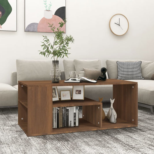Sohvapöytä ruskea tammi 100x50x40 cm tekninen puu - Sisustajankoti.fi