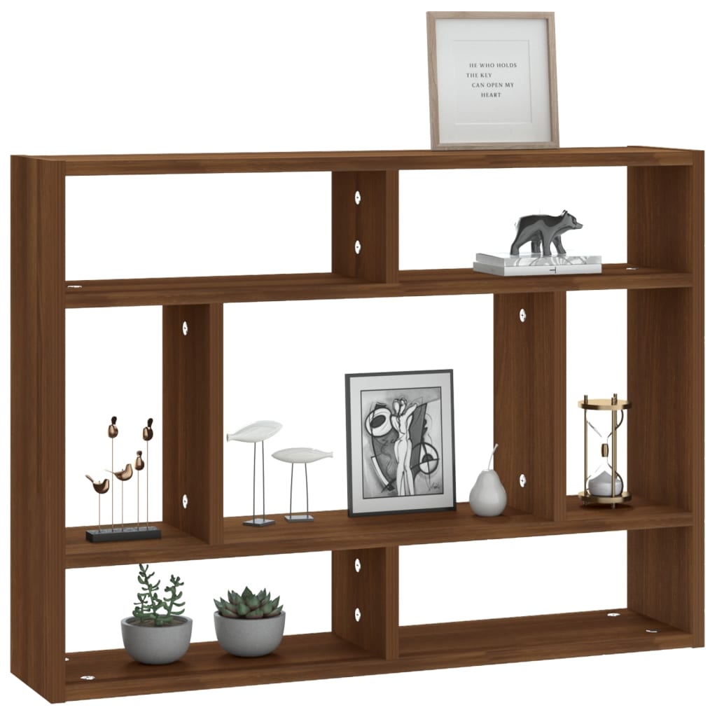 Seinähylly ruskea tammi 75x16x55 cm tekninen puu - Sisustajankoti.fi