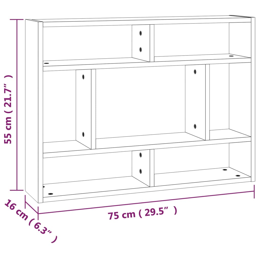 Seinähylly ruskea tammi 75x16x55 cm tekninen puu - Sisustajankoti.fi