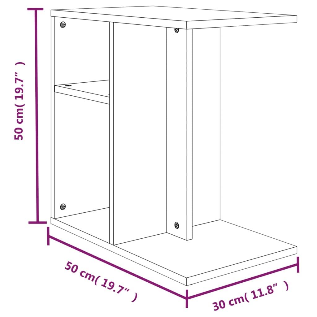 Sivupöytä ruskea tammi 50x30x50 cm tekninen puu - Sisustajankoti.fi