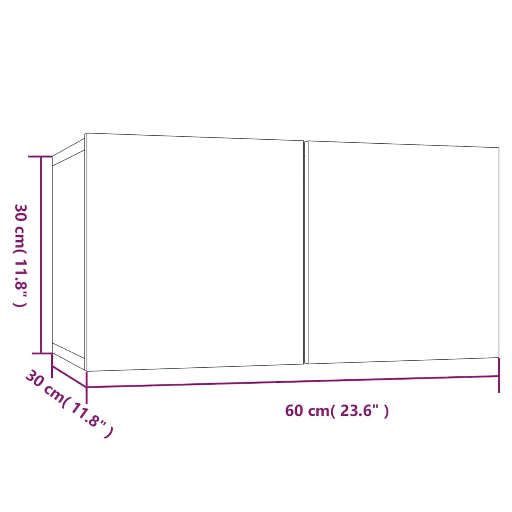 Riippuva TV-kaappi harmaa Sonoma 3 kpl 60x30x30 cm tekninen puu - Sisustajankoti.fi