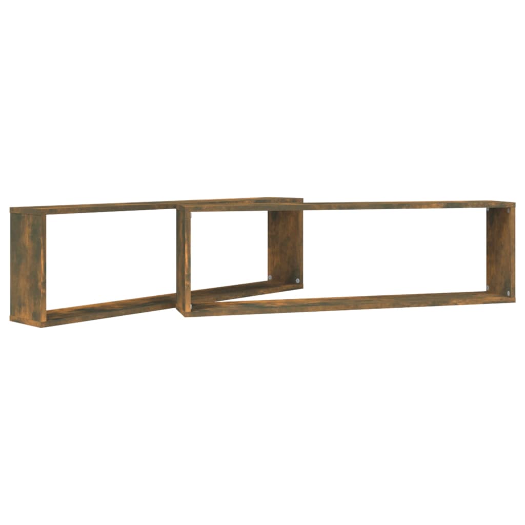 Seinäkuutiohyllyt 2 kpl savutammi 100x15x30 cm tekninen puu - Sisustajankoti.fi
