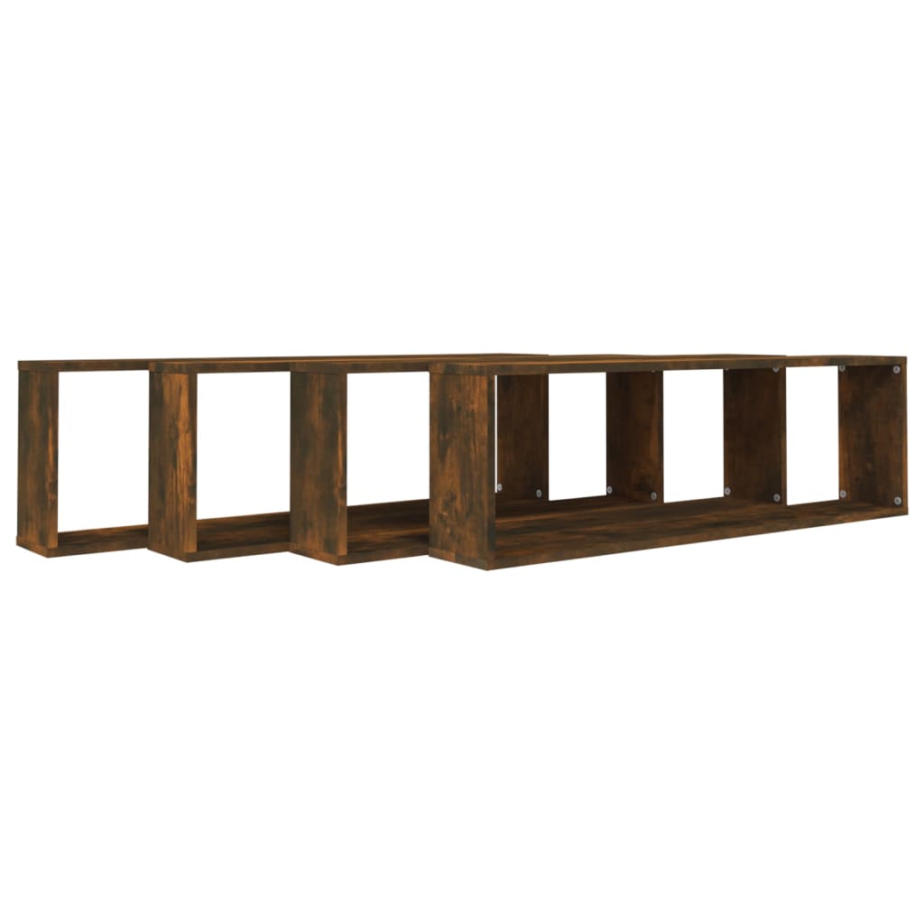 Seinäkuutiohyllyt 4 kpl savutammi 100x15x30 cm tekninen puu - Sisustajankoti.fi