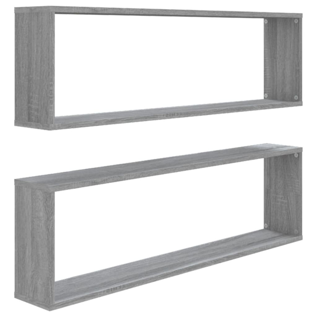 Seinäkuutiohyllyt 2 kpl harmaa Sonoma 100x15x30 cm tekninen puu - Sisustajankoti.fi