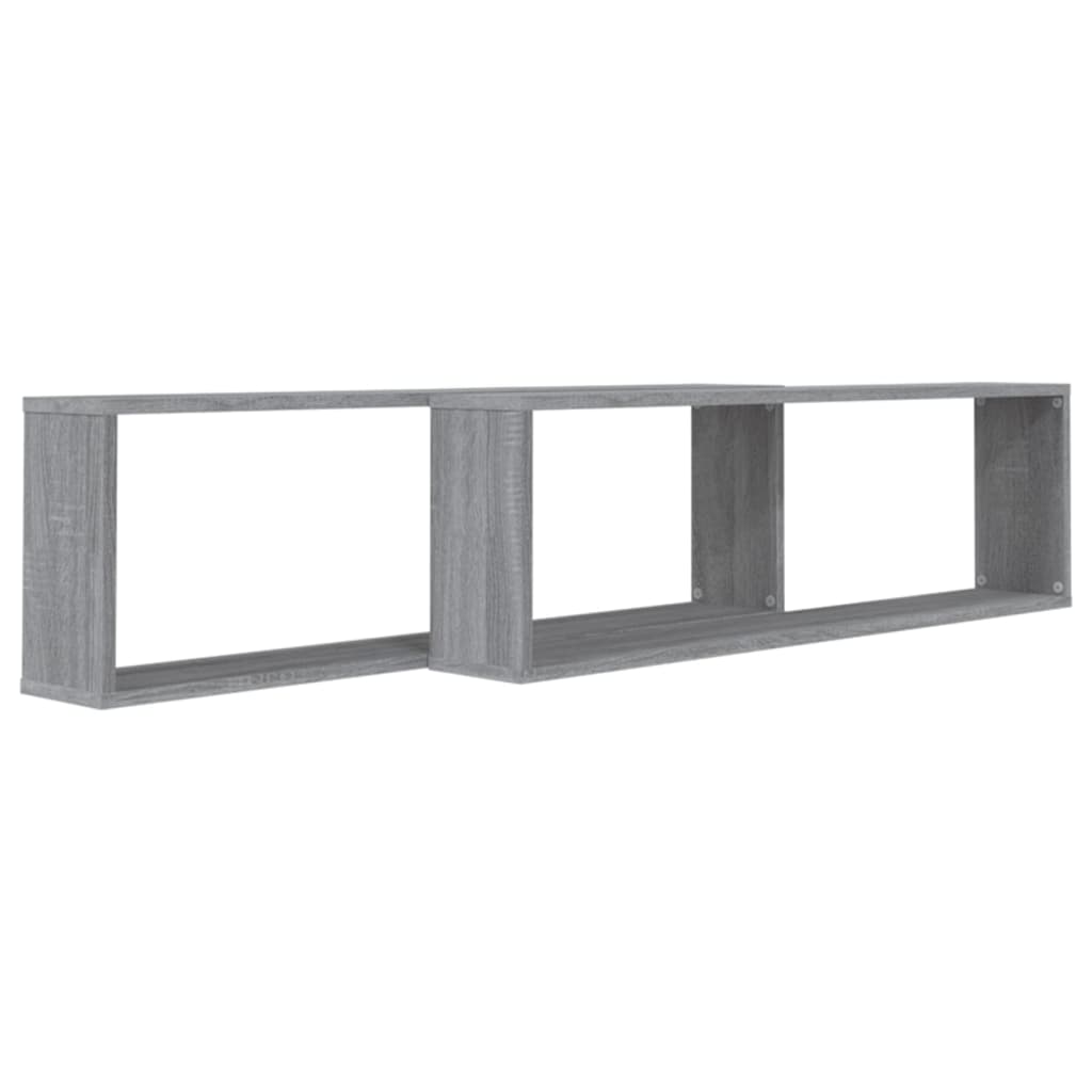 Seinäkuutiohyllyt 2 kpl harmaa Sonoma 100x15x30 cm tekninen puu - Sisustajankoti.fi