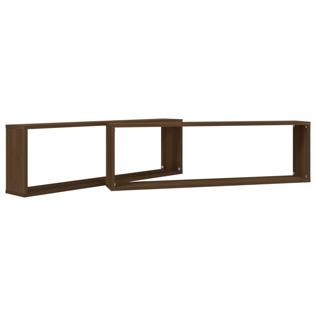 Seinäkuutiohyllyt 2 kpl ruskea tammi 100x15x30 cm tekninen puu - Sisustajankoti.fi
