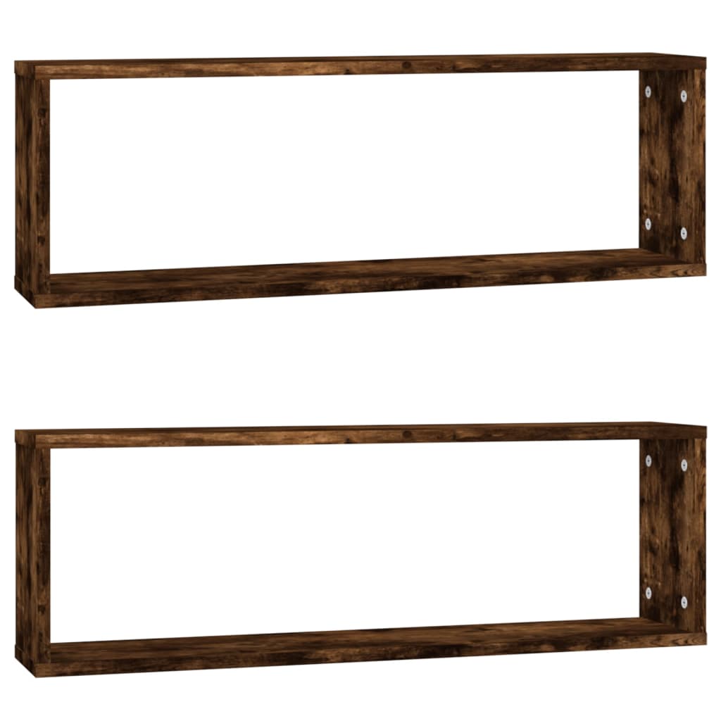 Seinäkuutiohyllyt 2 kpl savutammi 80x15x26,5 cm tekninen puu - Sisustajankoti.fi