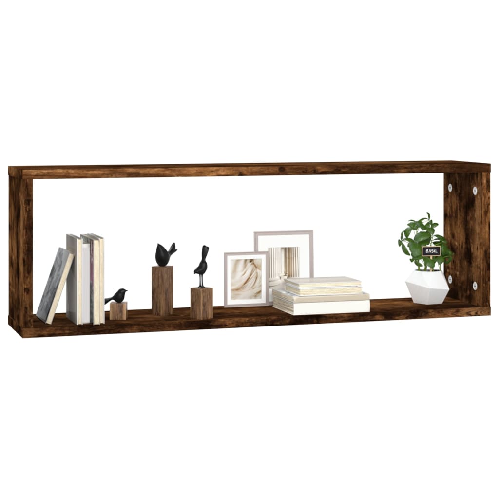 Seinäkuutiohyllyt 4 kpl savutammi 80x15x26,5 cm tekninen puu - Sisustajankoti.fi