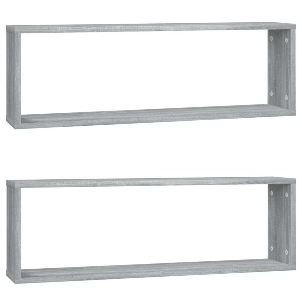 Seinäkuutiohylly 2 kpl harmaa Sonoma 80x15x26,5 cm tekninen puu - Sisustajankoti.fi
