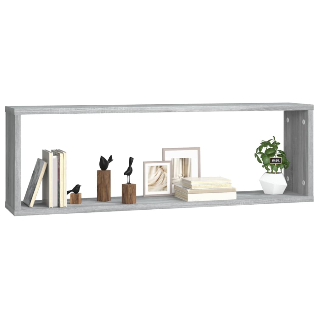 Seinäkuutiohylly 2 kpl harmaa Sonoma 80x15x26,5 cm tekninen puu - Sisustajankoti.fi