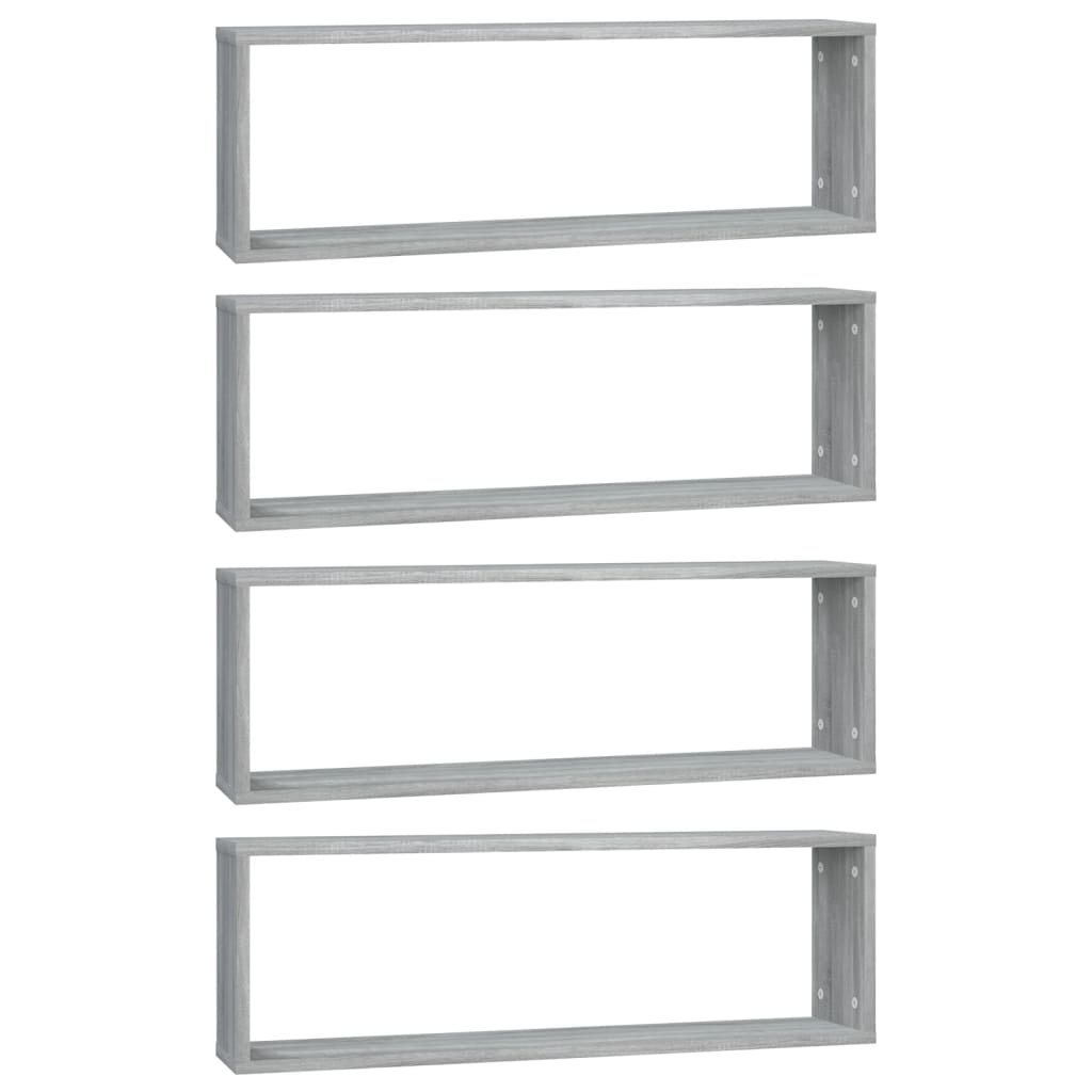 Seinäkuutiohylly 4 kpl harmaa Sonoma 80x15x26,5 cm tekninen puu - Sisustajankoti.fi