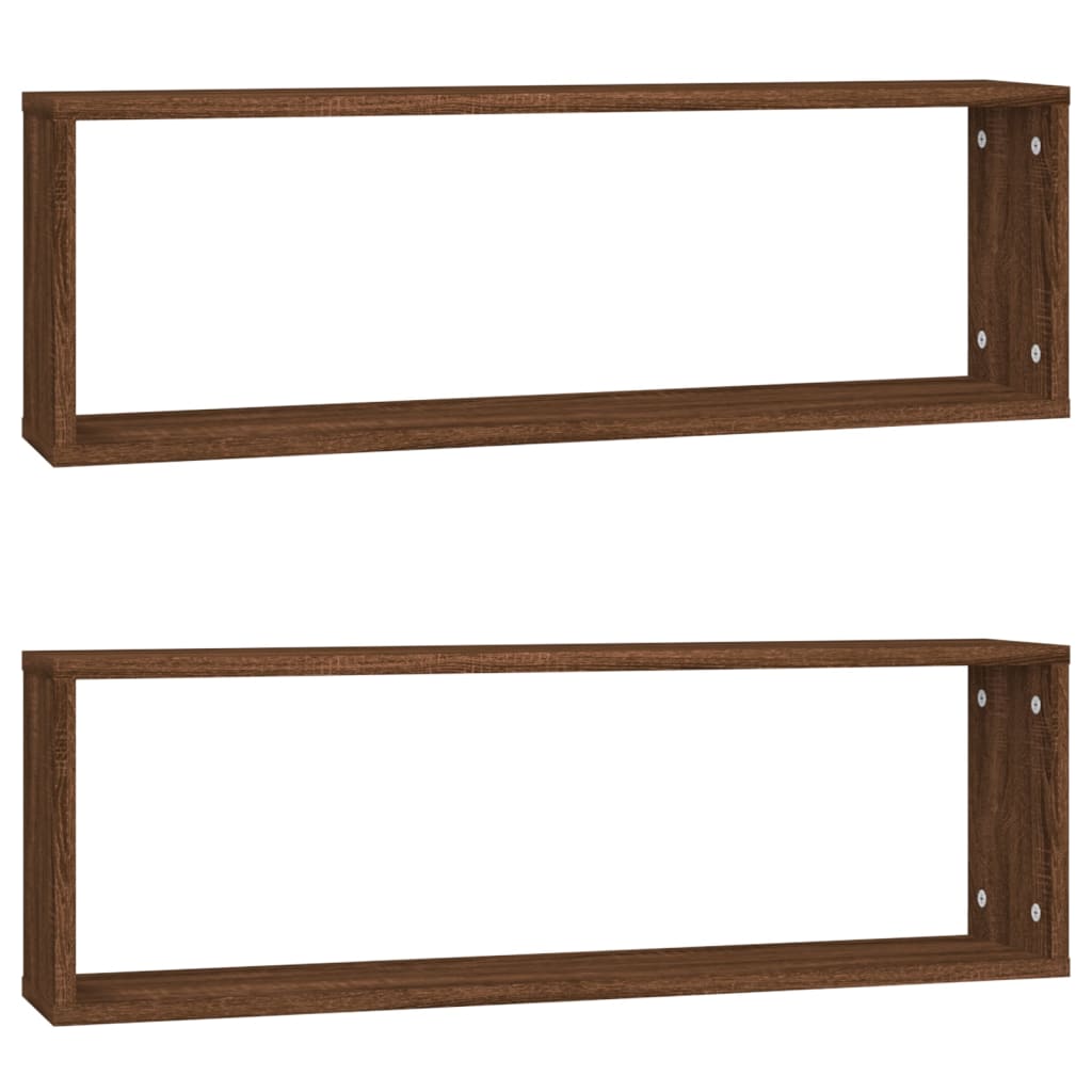 Seinäkuutiohyllyt 2 kpl ruskea tammi 80x15x26,5 cm tekninen puu - Sisustajankoti.fi