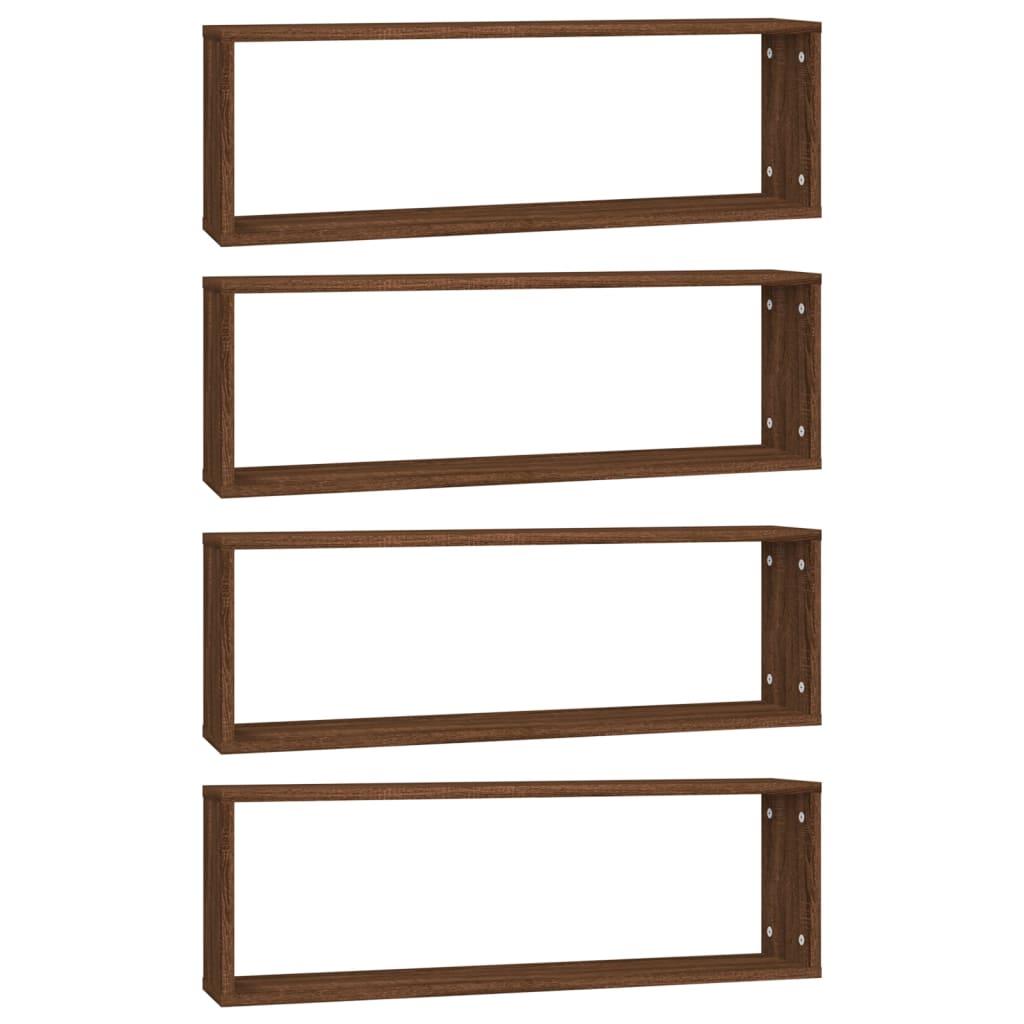 Seinäkuutiohyllyt 4 kpl ruskea tammi 80x15x26,5 cm tekninen puu - Sisustajankoti.fi